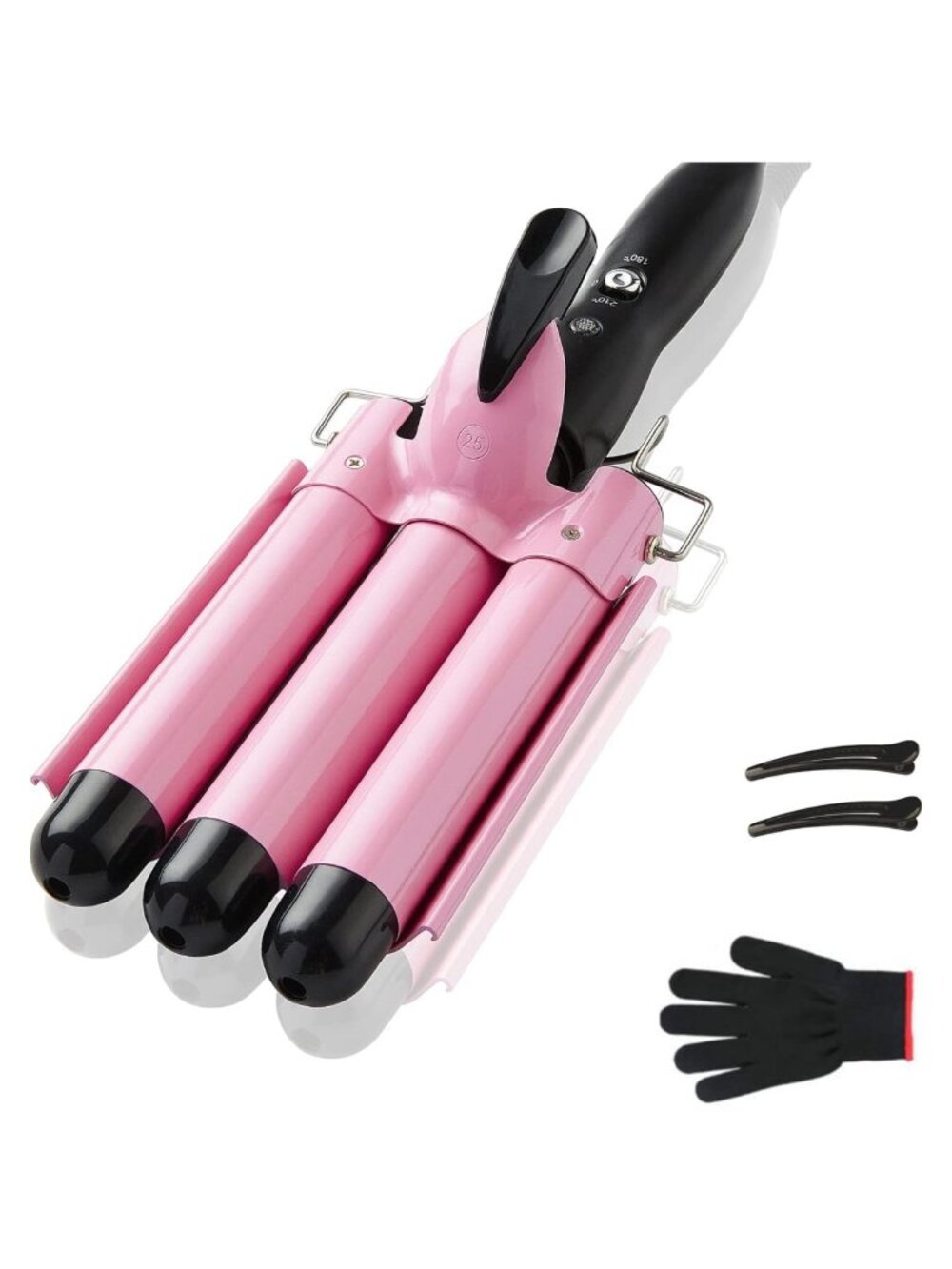 3 Barrel Curling Iron 1-Inch Ceramic Hair Crimper Wand 25cm Triple Barrel